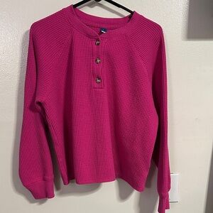 Cute button down waffle sweater size L